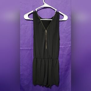 Ambiance Black Romper with Gold Zipper